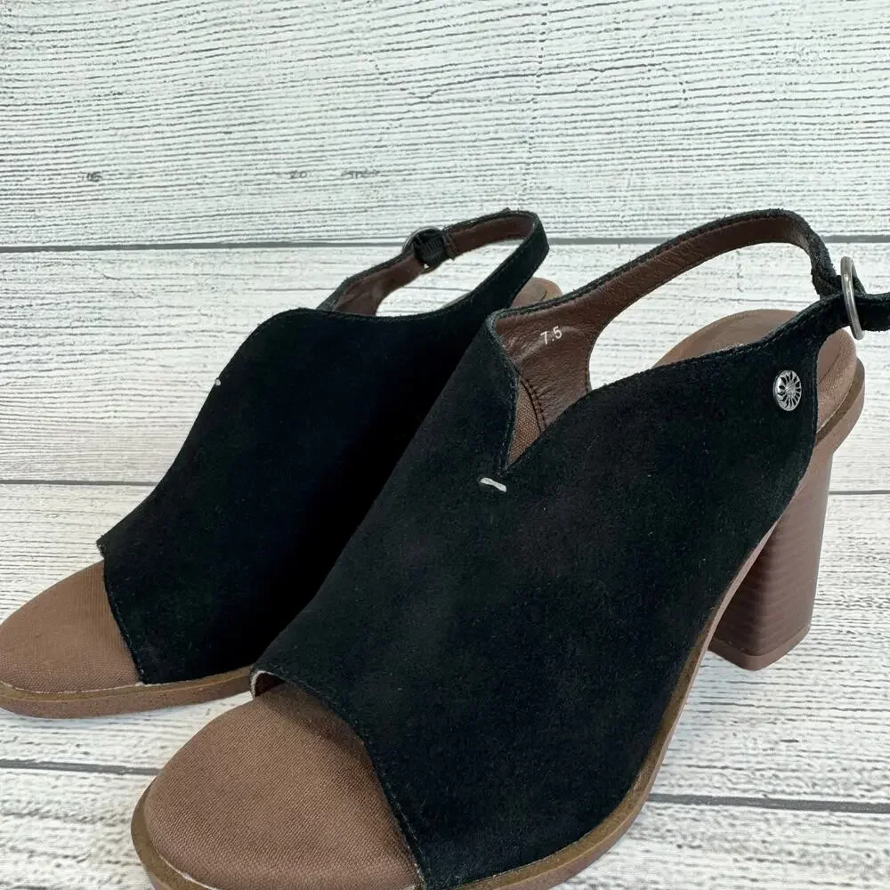 Yellow Box Women's Black Leather Carlee Heeled Sandals Size 7.5 - Picture 3 of 8